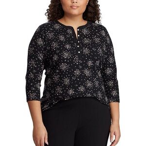 Chaps Dark Florals Henley Top